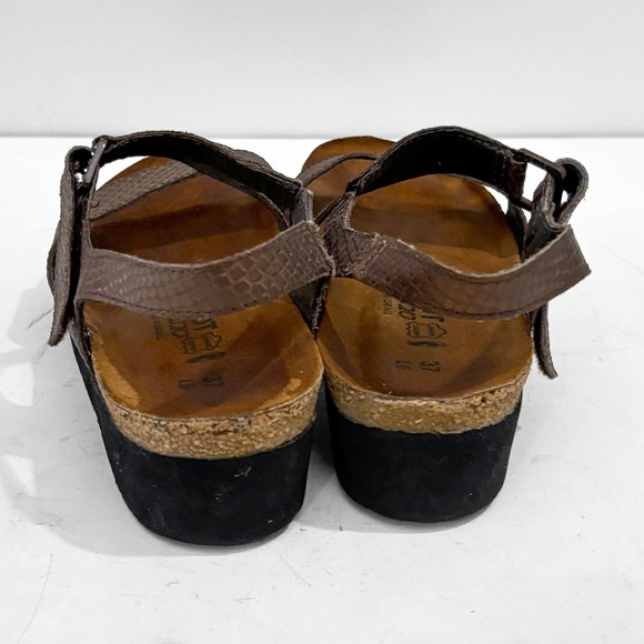 Naot Pamela Platform Sandals Womens 6 Bronze Metallic Snake Embossed Leather - Picture 6 of 9